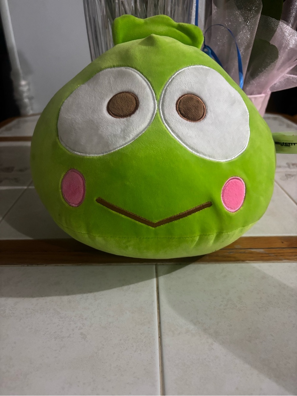 Cute Green frog Plush Pillow with Pink Cheeks